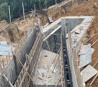 常青泵站二期土建工程穿堤部分，消力池